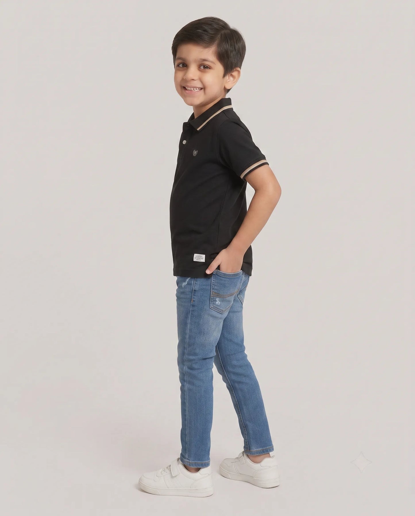 Black Tipped Polo T-Shirt for Boys | Kidley