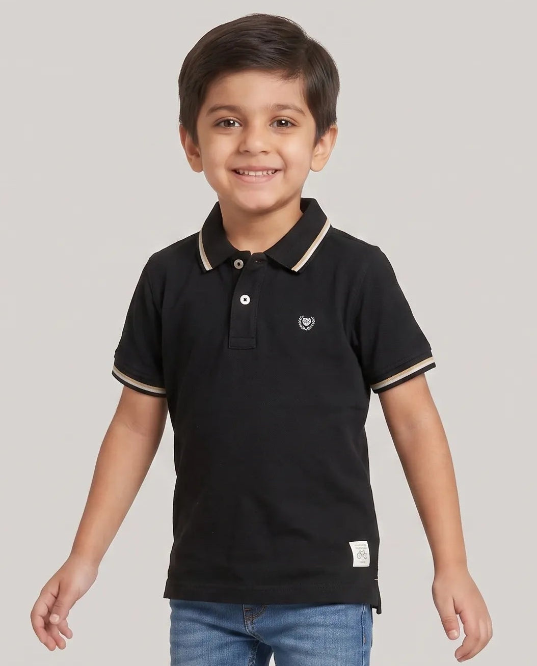 Black Tipped Polo T-Shirt for Boys | Kidley