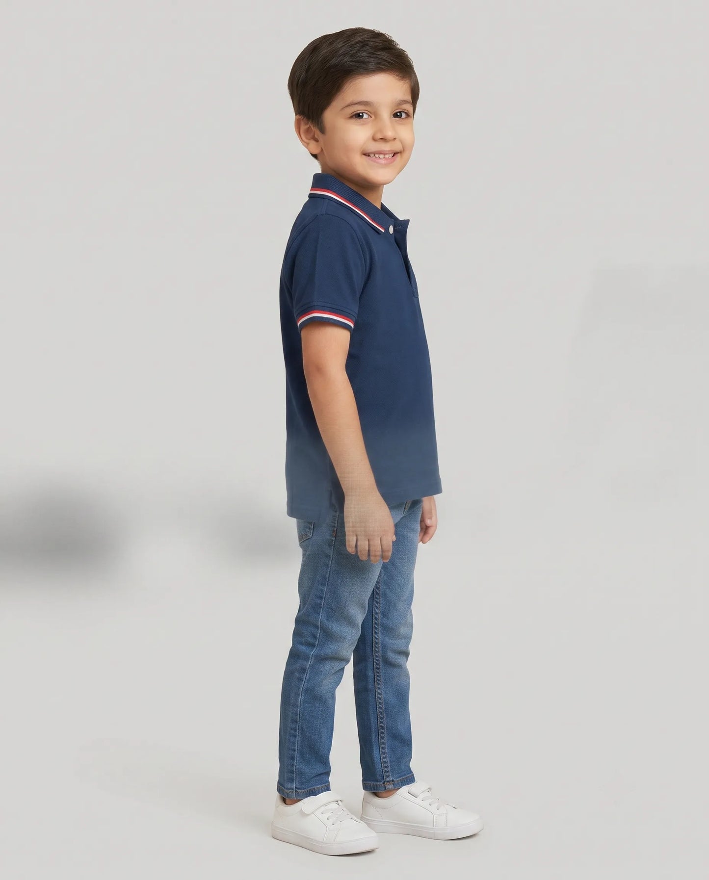Navy Blue Tipped Polo T-Shirt for Boys | Kidley