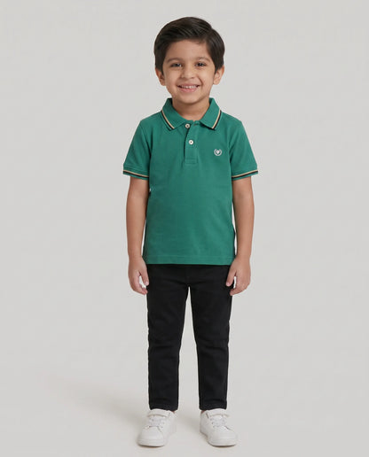 Green Tipped Polo T-Shirt for Boys | Kidley