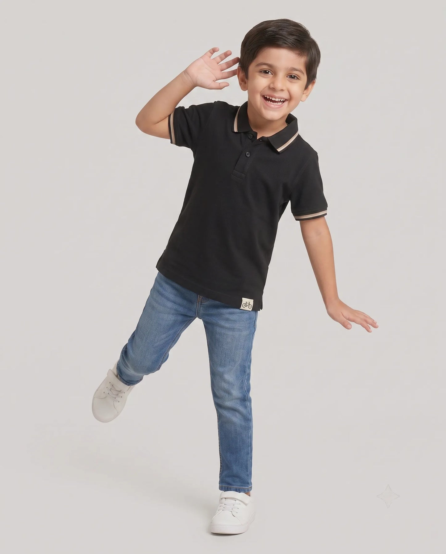 Black Tipped Polo T-Shirt for Boys | Kidley
