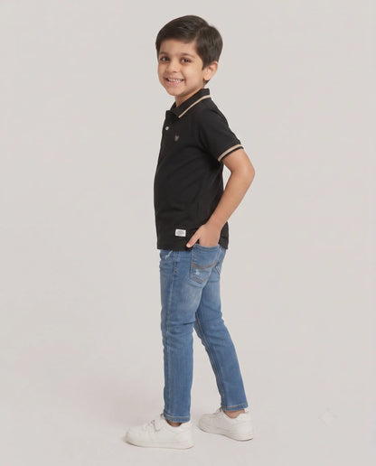 Black Tipped Polo T-Shirt for Boys | Kidley