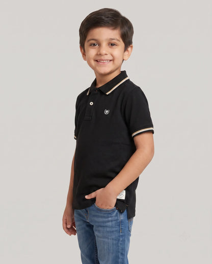 Black Tipped Polo T-Shirt for Boys | Kidley