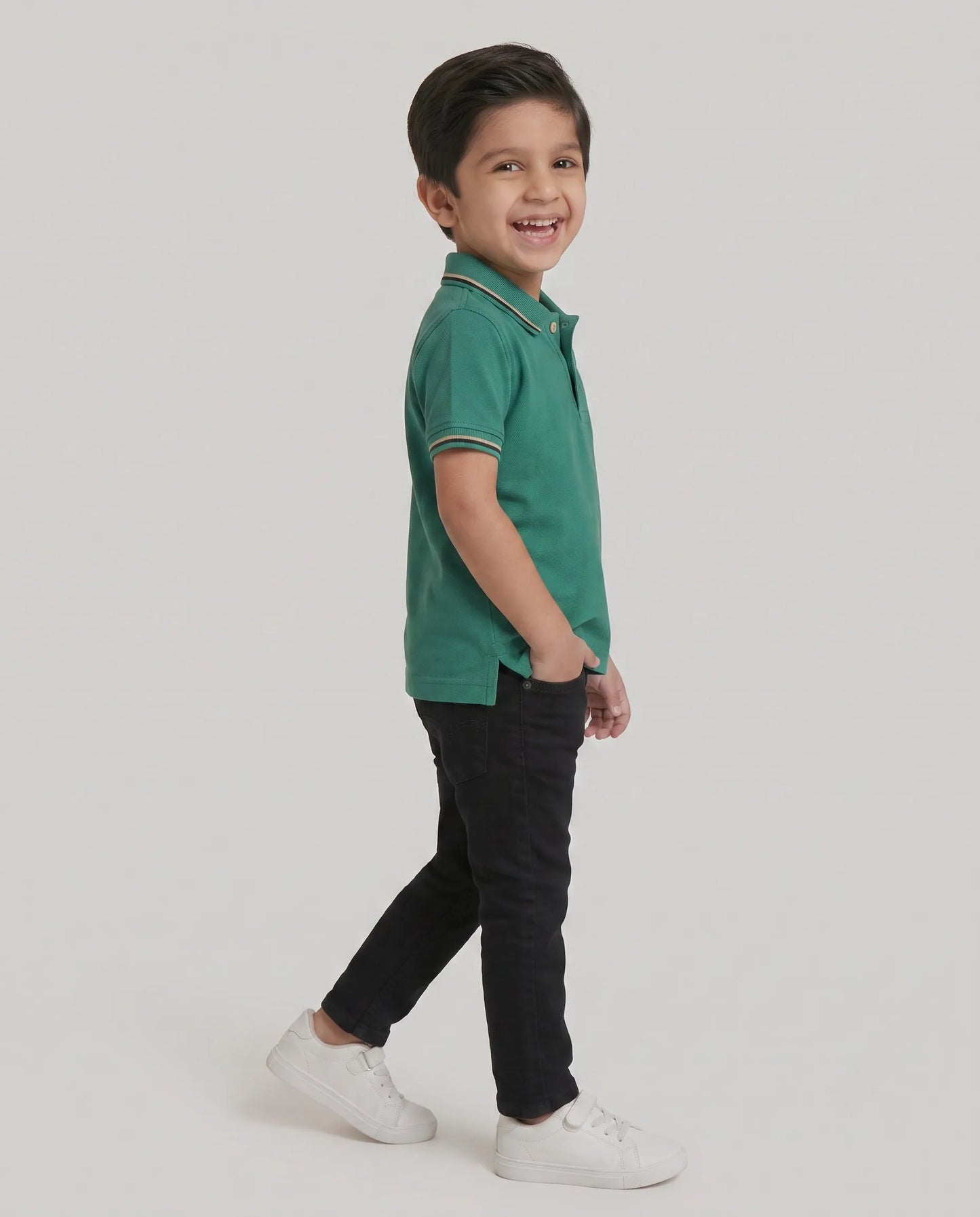 Green Tipped Polo T-Shirt for Boys | Kidley