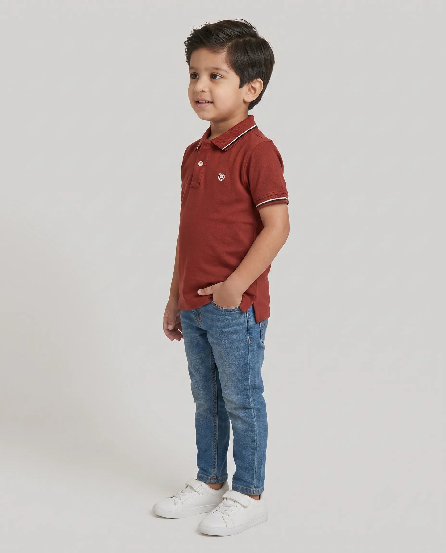 Rust Red Tipped Polo T-Shirt for Boys | Kidley