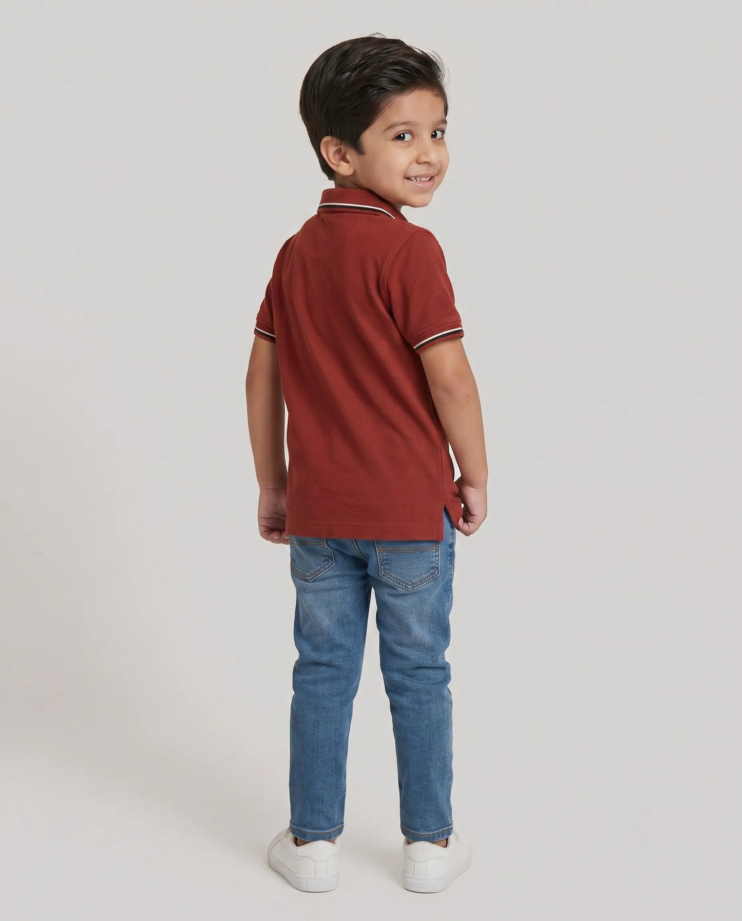 Rust Red Tipped Polo T-Shirt for Boys | Kidley