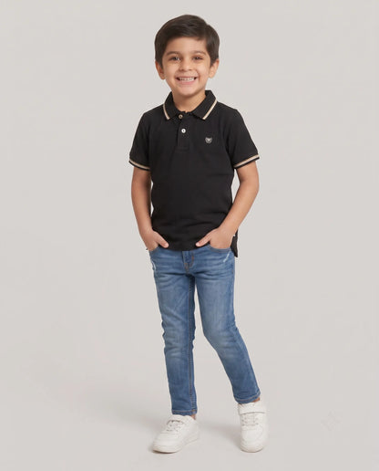 Black Tipped Polo T-Shirt for Boys | Kidley
