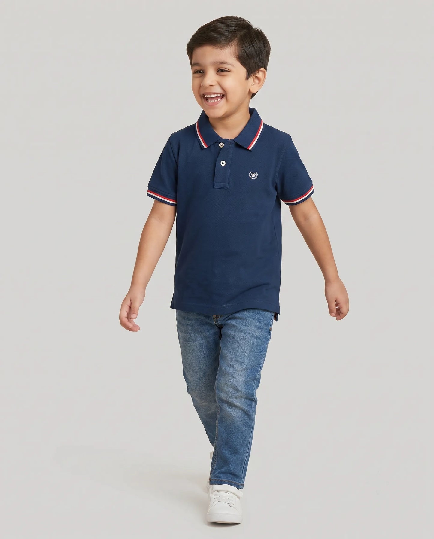 Navy Blue Tipped Polo T-Shirt for Boys | Kidley