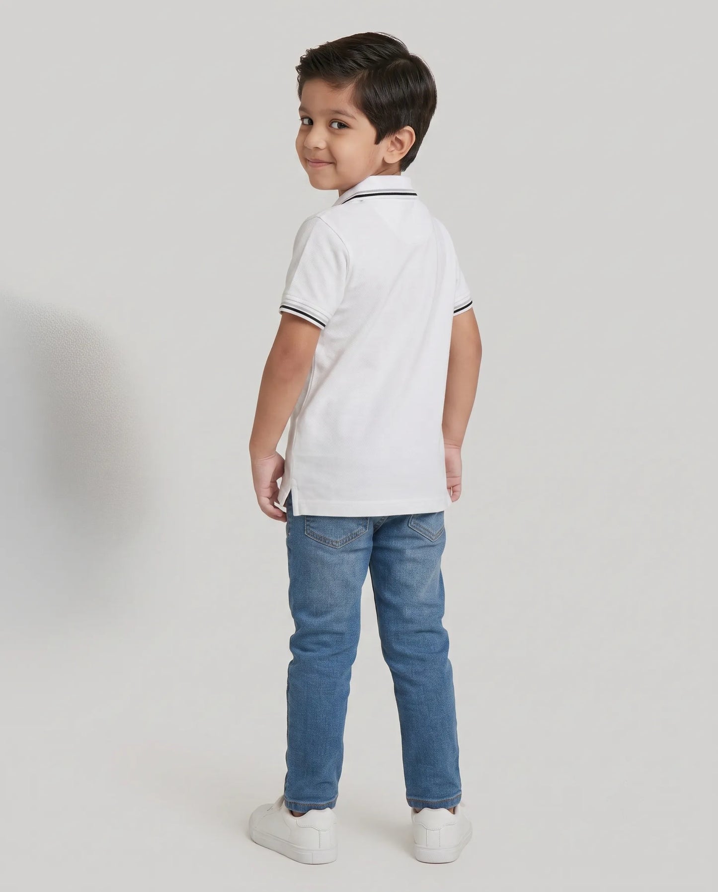 White Tipped Polo T-Shirt for Boys | Kidley