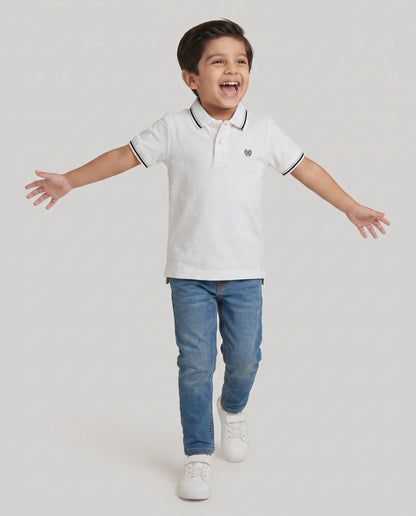 White Tipped Polo T-Shirt for Boys | Kidley