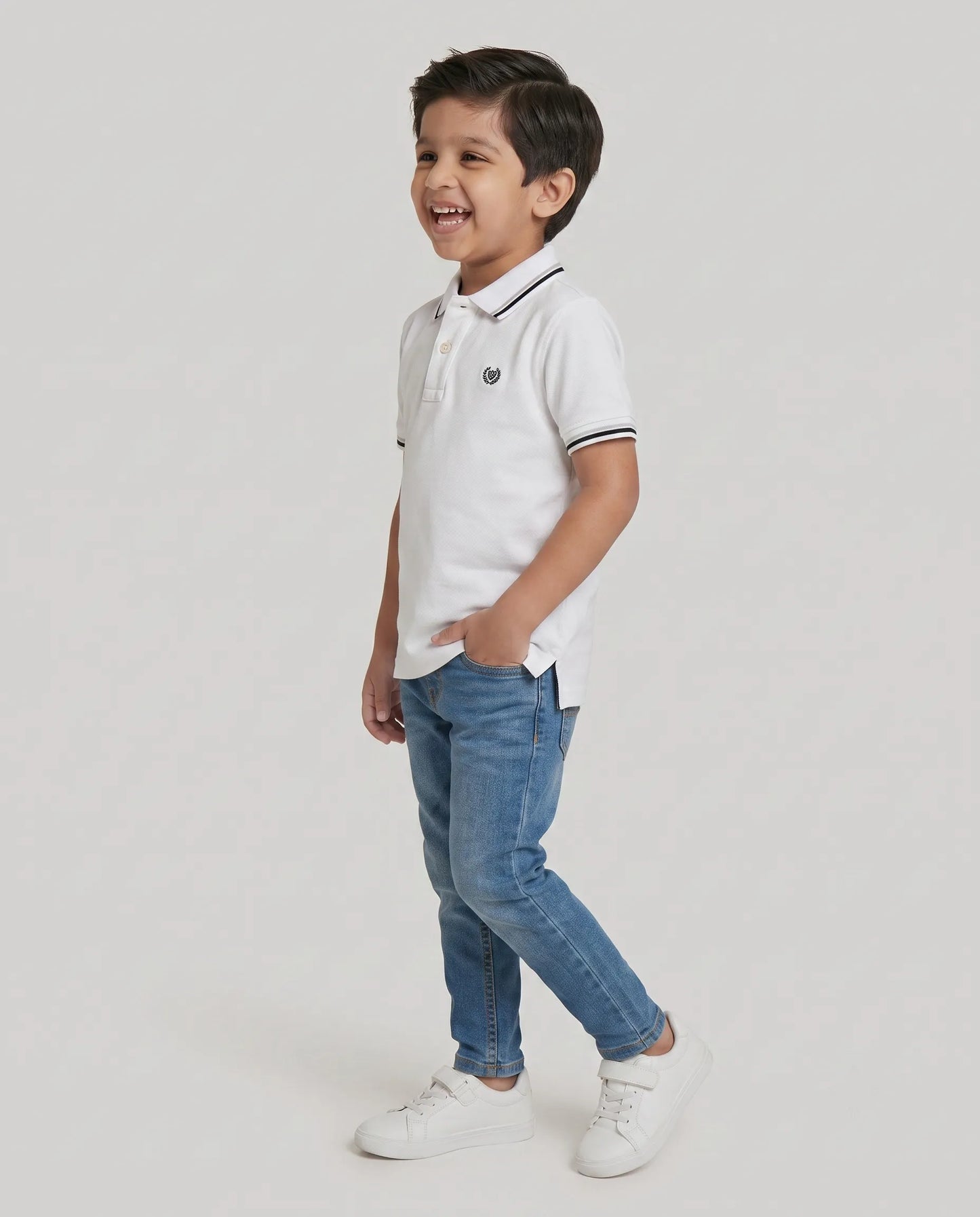 White Tipped Polo T-Shirt for Boys | Kidley