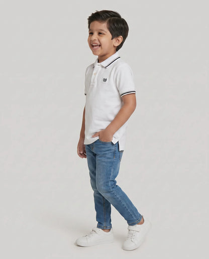 White Tipped Polo T-Shirt for Boys | Kidley