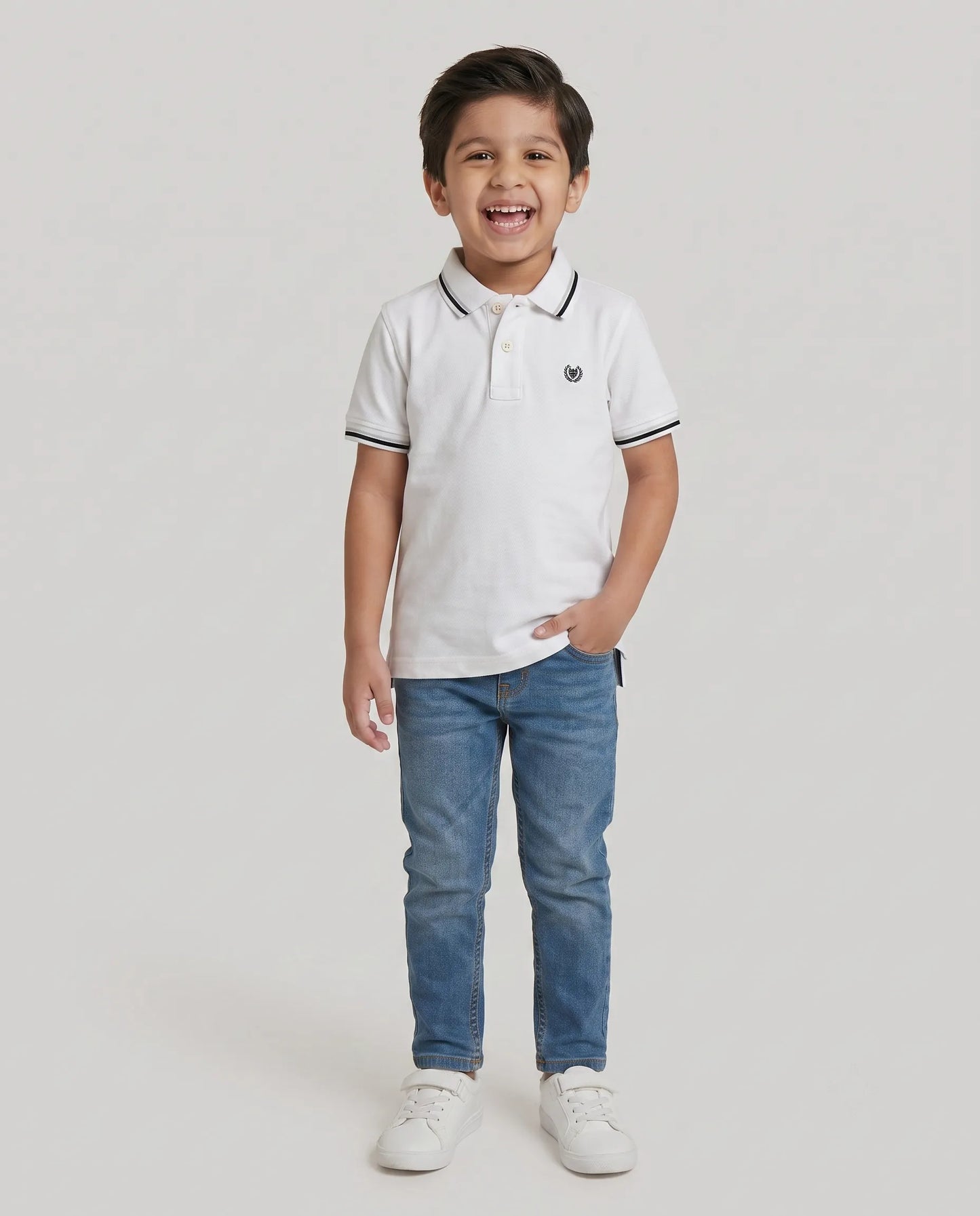 White Tipped Polo T-Shirt for Boys | Kidley