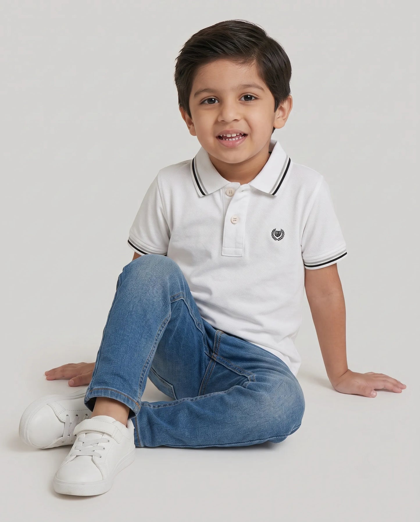 White Tipped Polo T-Shirt for Boys | Kidley