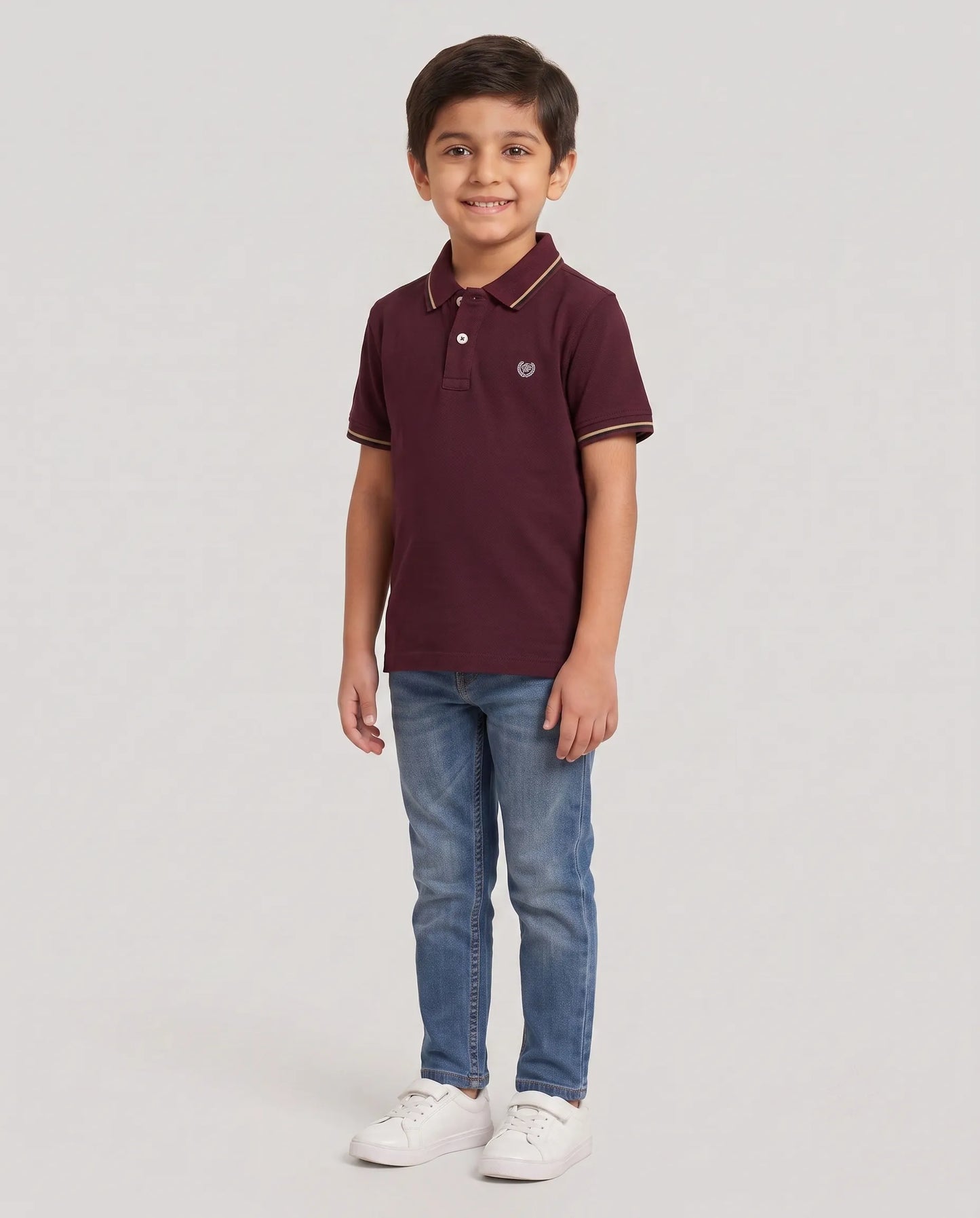 Maroon Wine Tipped Polo T-Shirt for Boys | Kidley