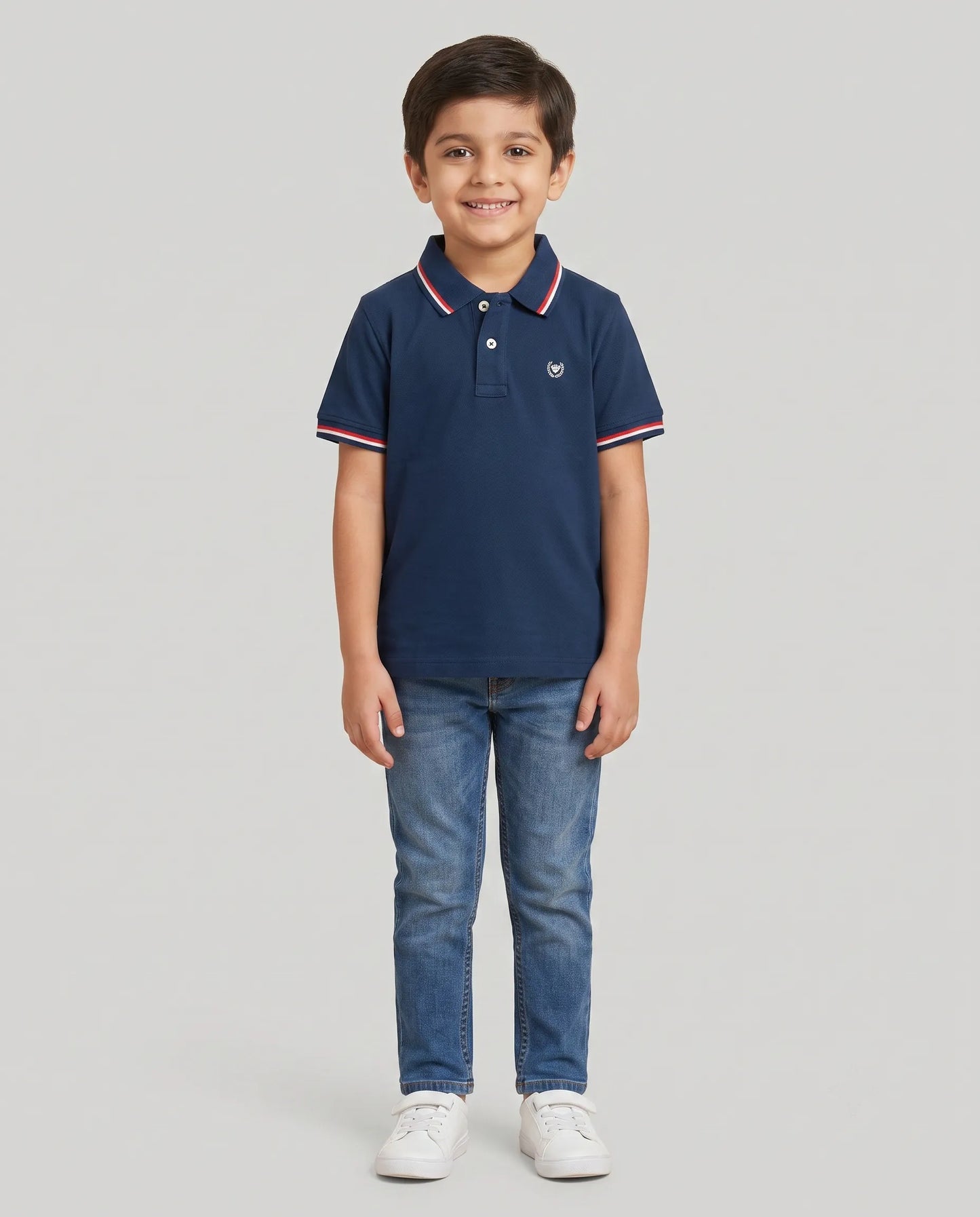 Navy Blue Tipped Polo T-Shirt for Boys | Kidley