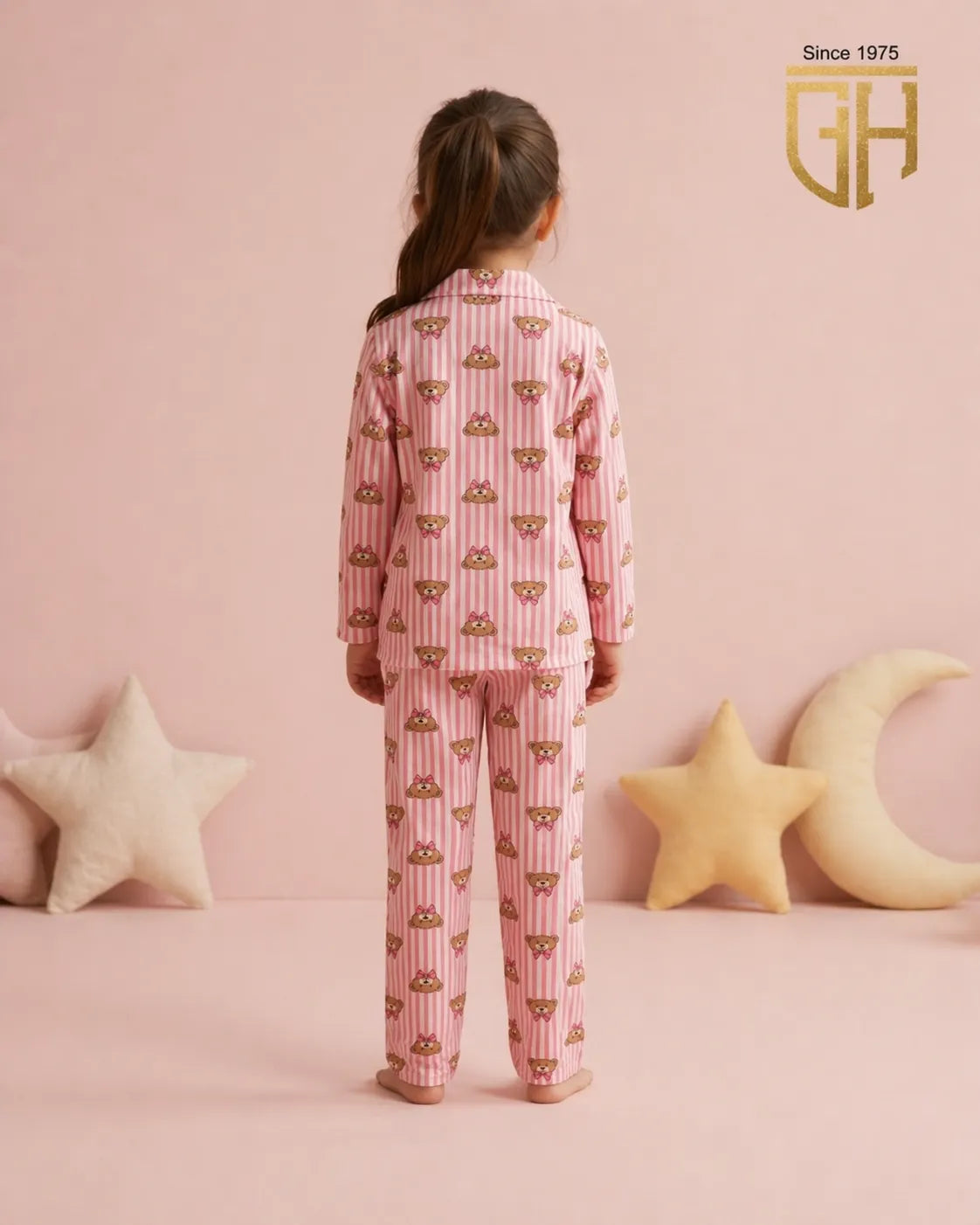 Teddy Print cute pink night suit for girls