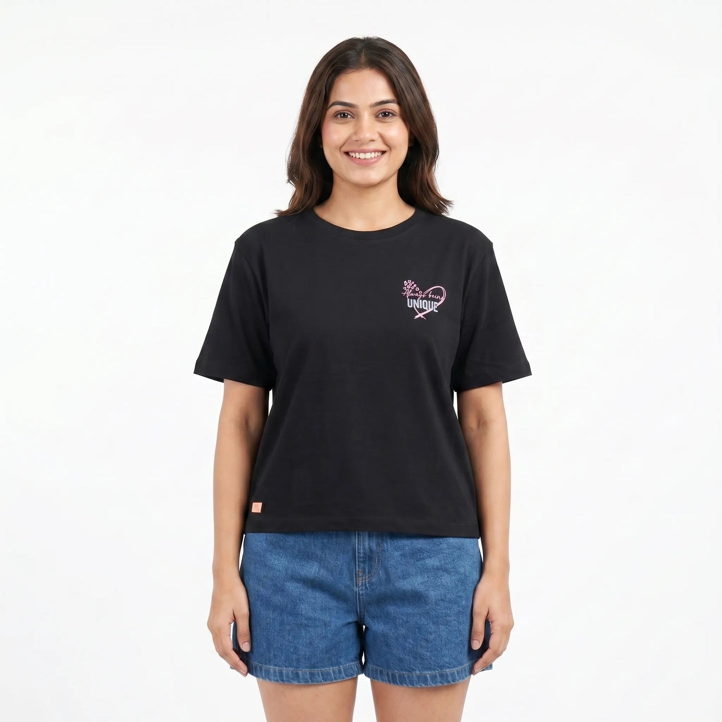 Black oversize back printed t-shirts for women- Kidley
