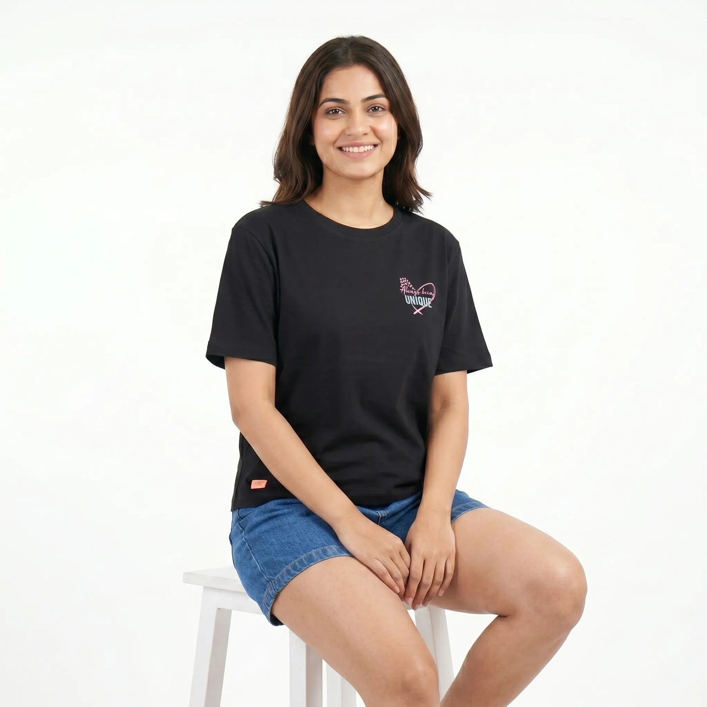 Black oversize back printed t-shirts for women- Kidley