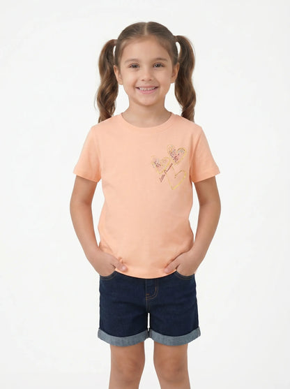 Girl's Cotton Relaxed Fit printed T-Shirt | Kidley