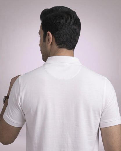 White Polo  mercerized cotton mens T-Shirt | Kidley