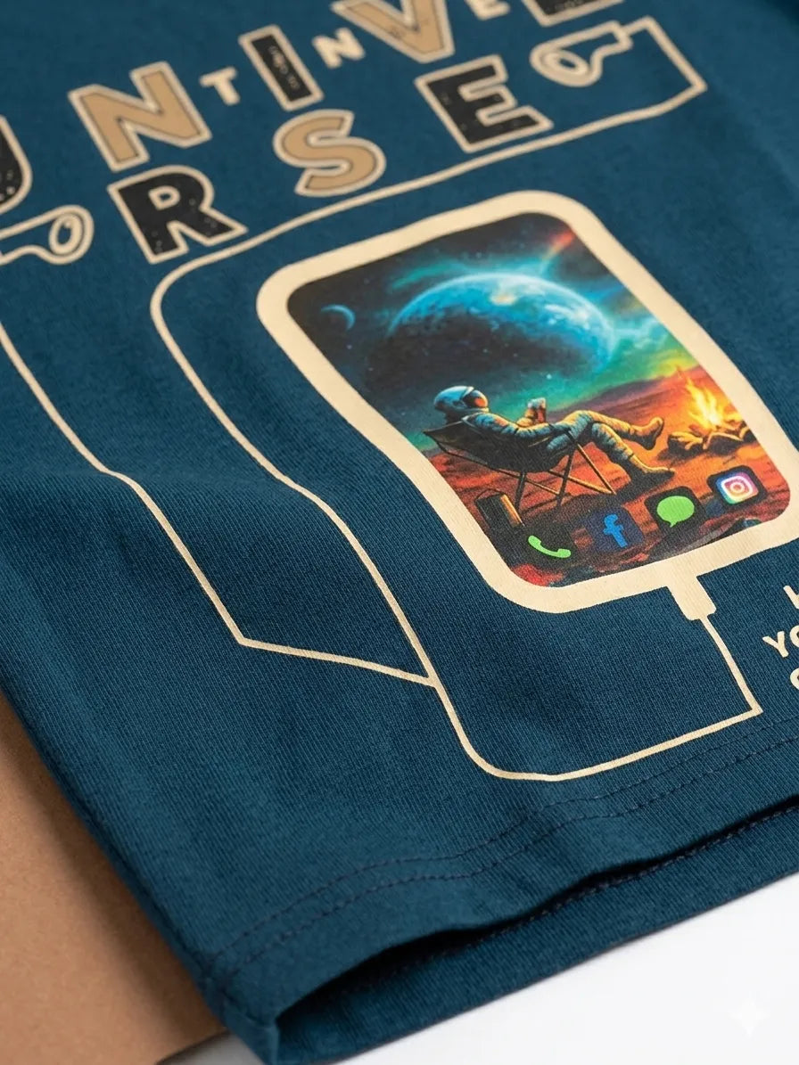 Teal blue Trendy Printed Cotton Half Sleeve T-Shirt for Boys -Kidley
