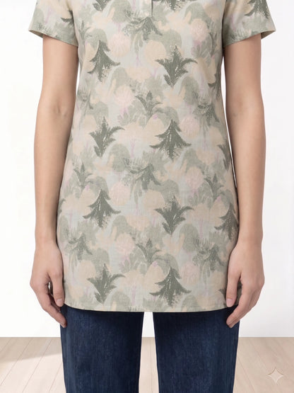 Green printed Comfortable Cotton Lounge wear Kurti| Kidley
