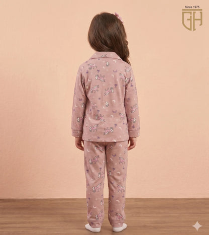 Unicorn Print cute beige brown night suit for girls (Copy)