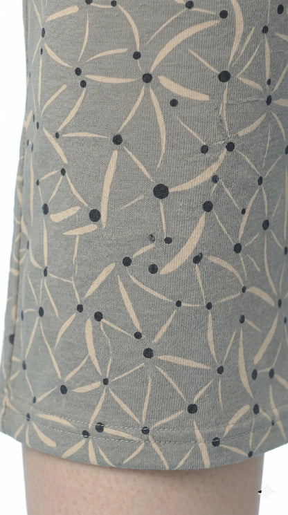 Sage green printed Hosiery Cotton Capri for Women | Kidley