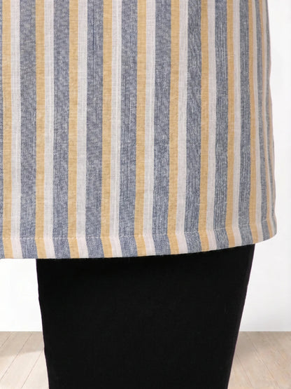Multi-coloured  Striped mandarin collar Tunic for Women |Kidley