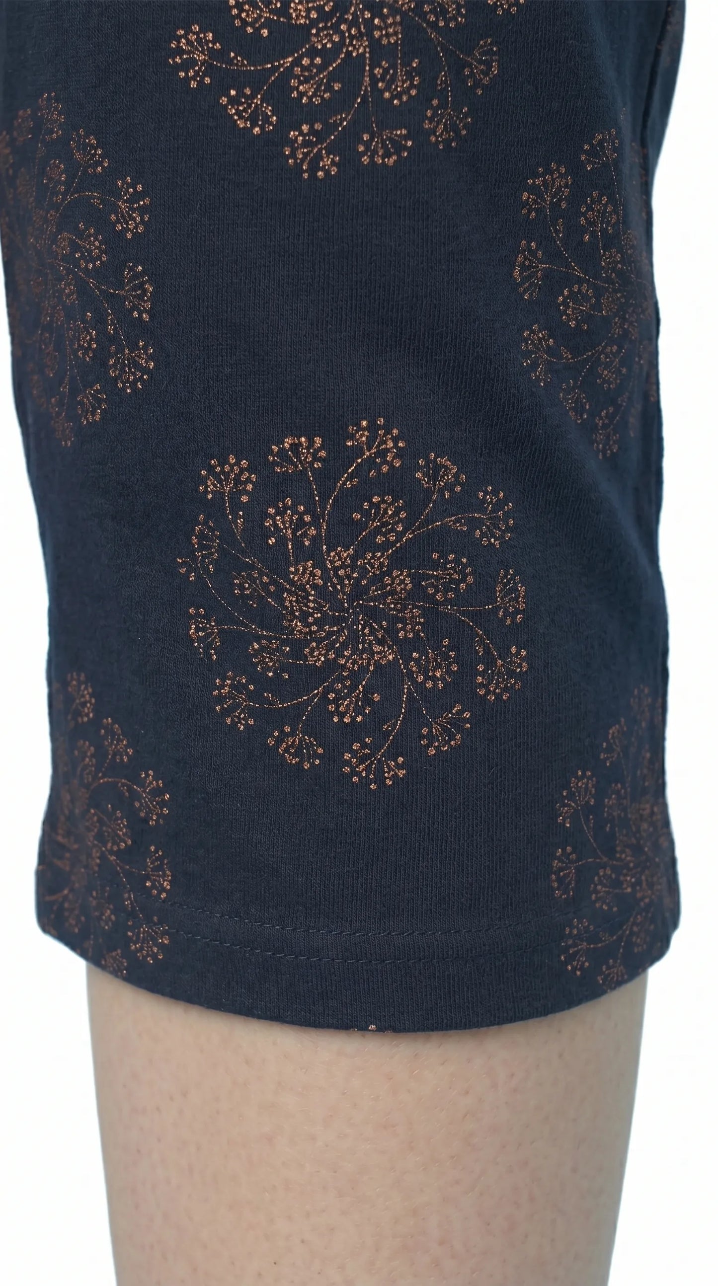 Navy Blue floral printed Hosiery Cotton Capri for Women |Kidley