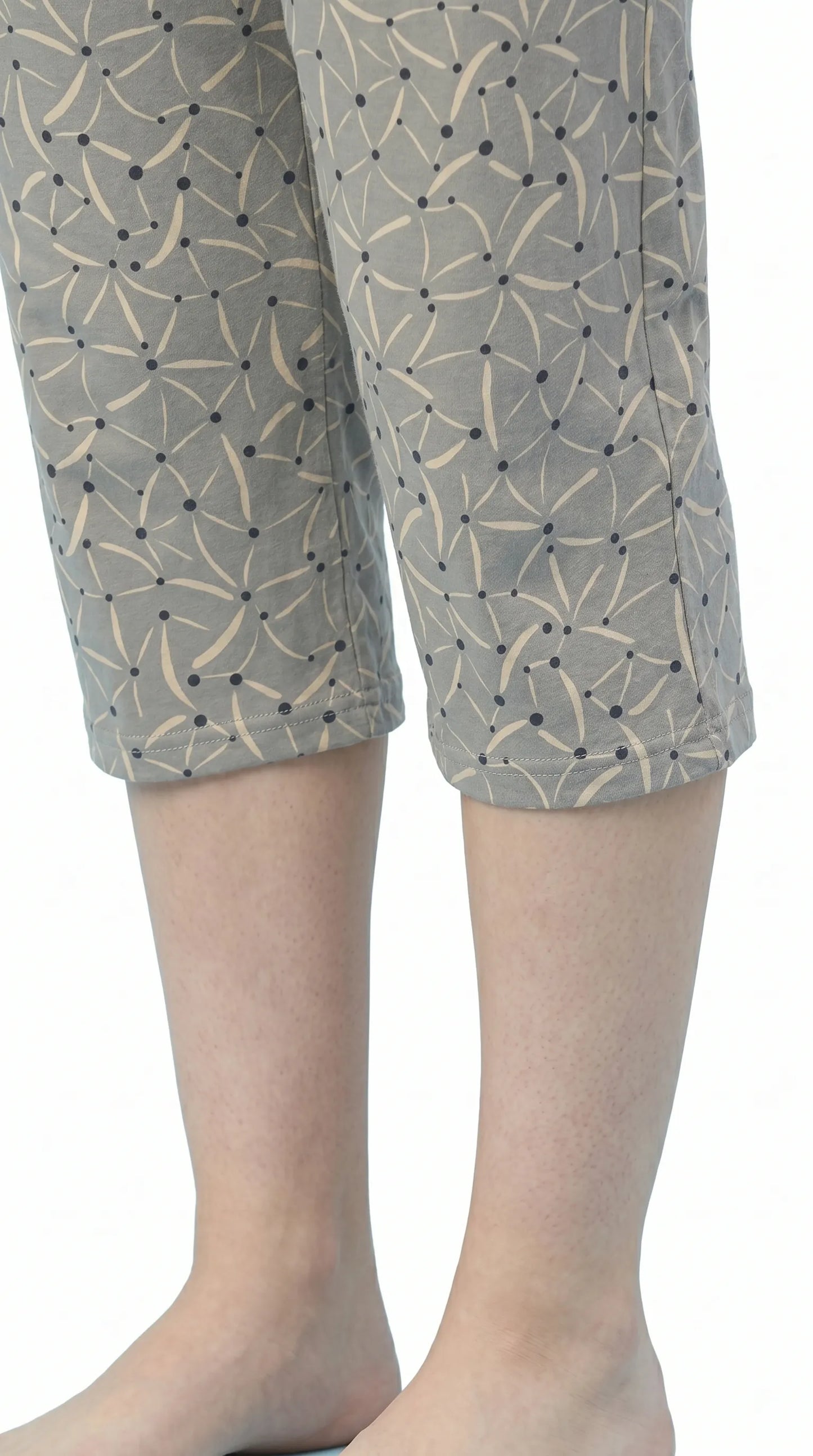 Sage green printed Hosiery Cotton Capri for Women | Kidley