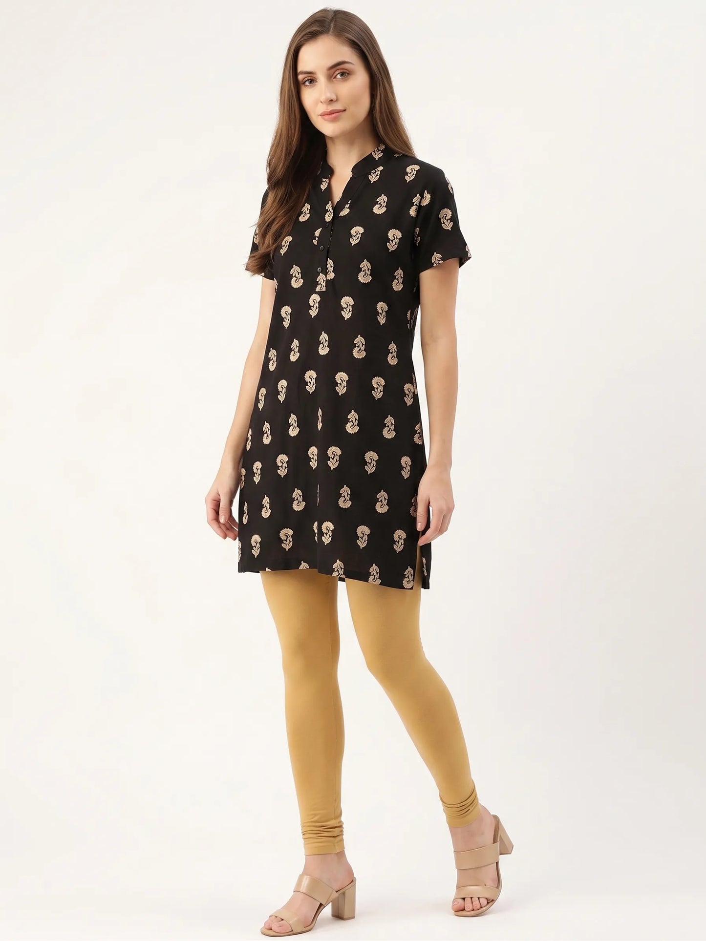 Black Floral cotton tunic Tops for Women's | Kidley