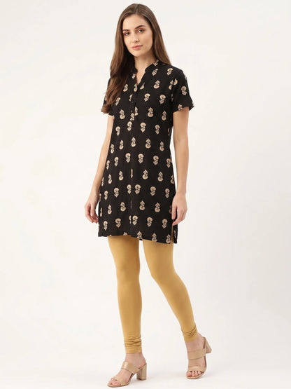 Black Floral cotton tunic Tops for Women's | Kidley