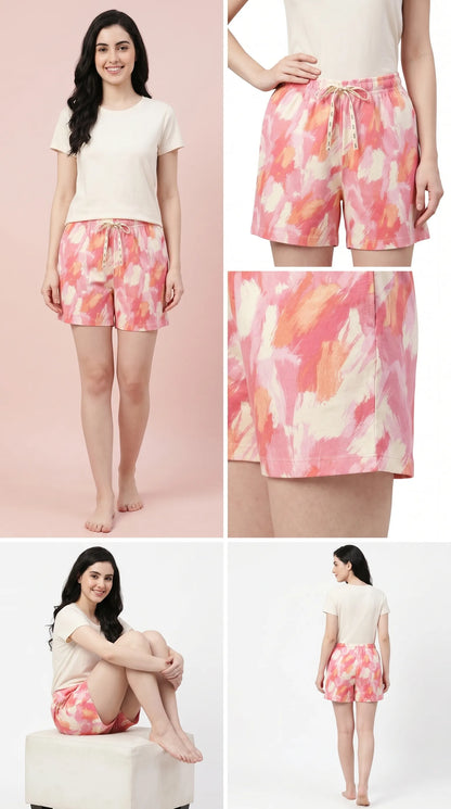 Plus size pink cotton shorts for women — comfortable gym and lounge shorts female
