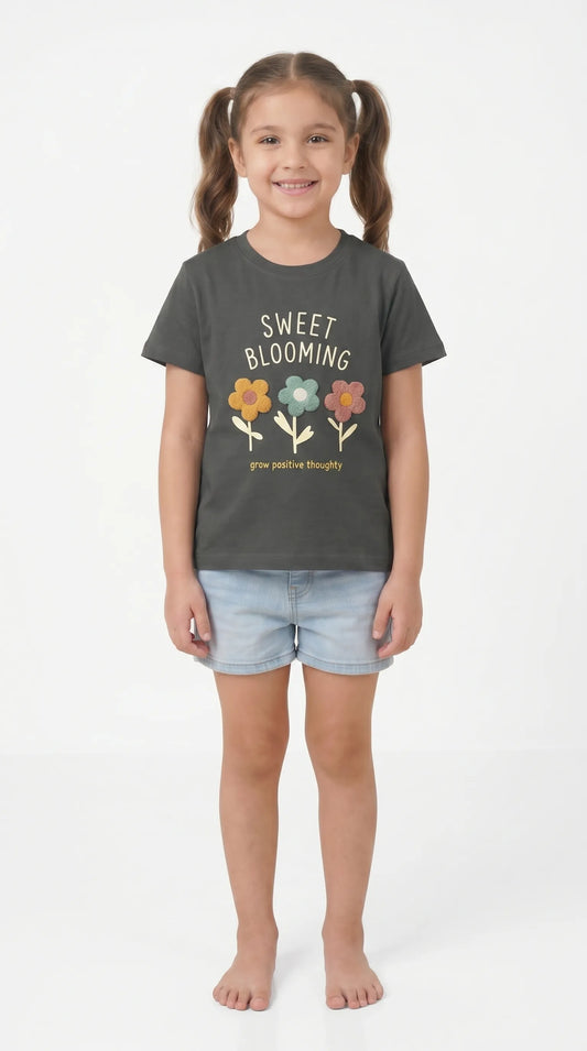 Girl's Cotton Relaxed Fit printed T-Shirt | Kidley