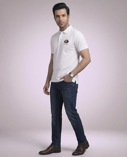 White Polo  mercerized cotton mens T-Shirt | Kidley
