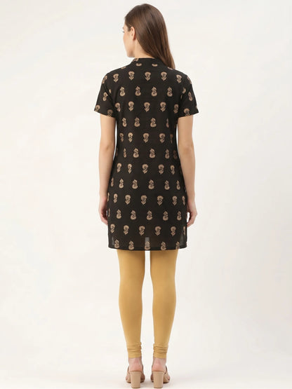 Black Floral cotton tunic Tops for Women's | Kidley