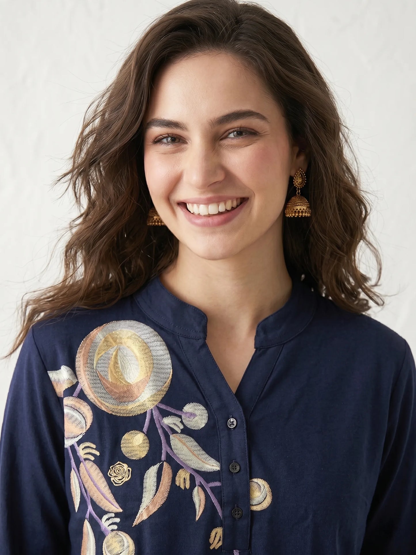 Navy blue Short Kurti Tunic Tops for Women's | Kidley