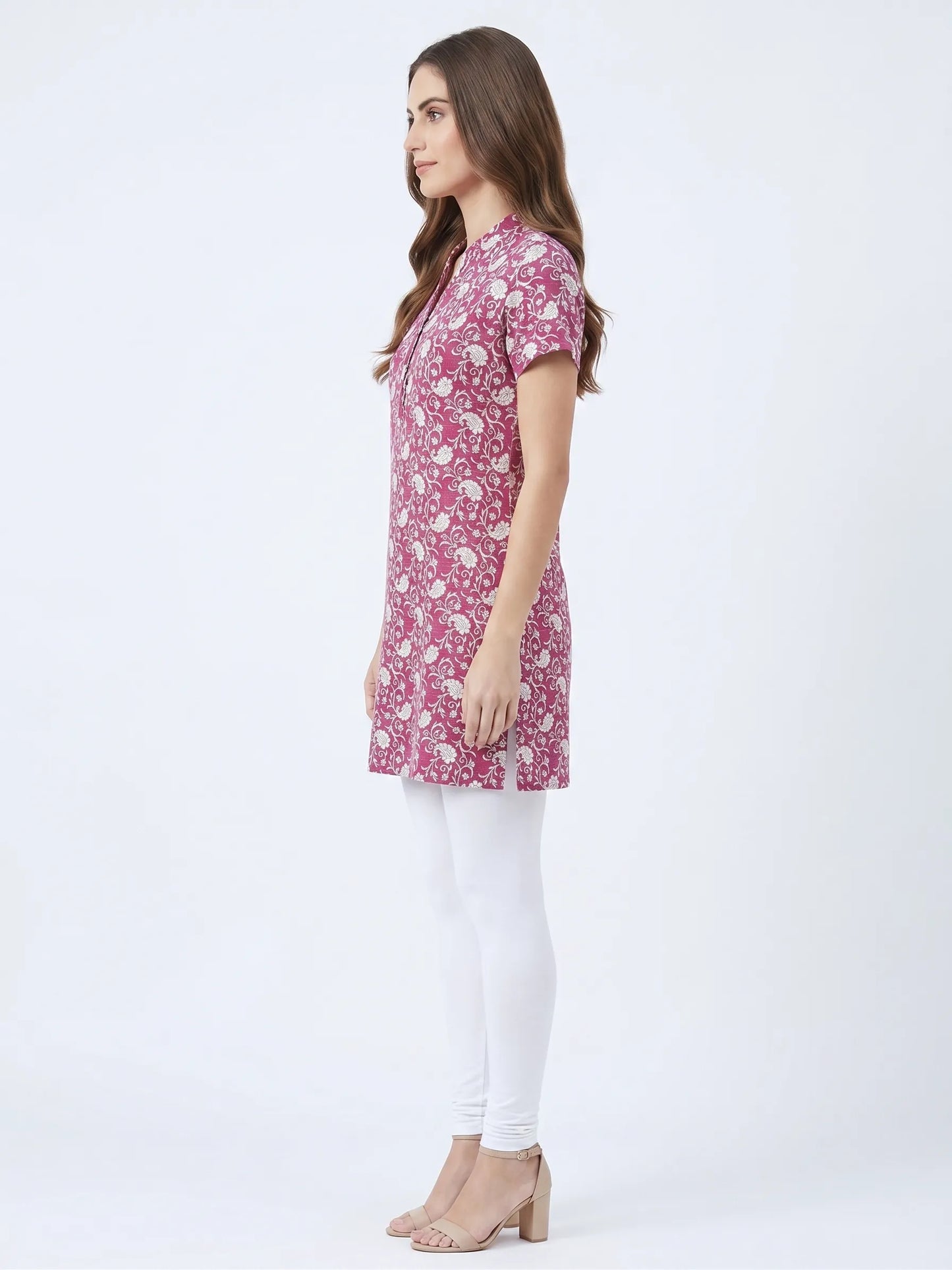 Pink Floral hosiery Kurti Tunic for Women |Kidley