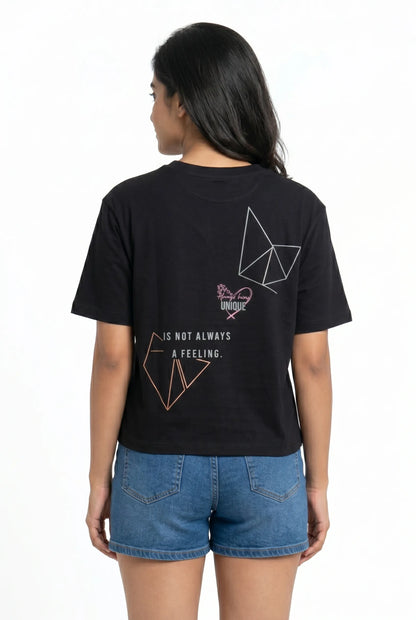 Black oversize back printed t-shirts for women- Kidley