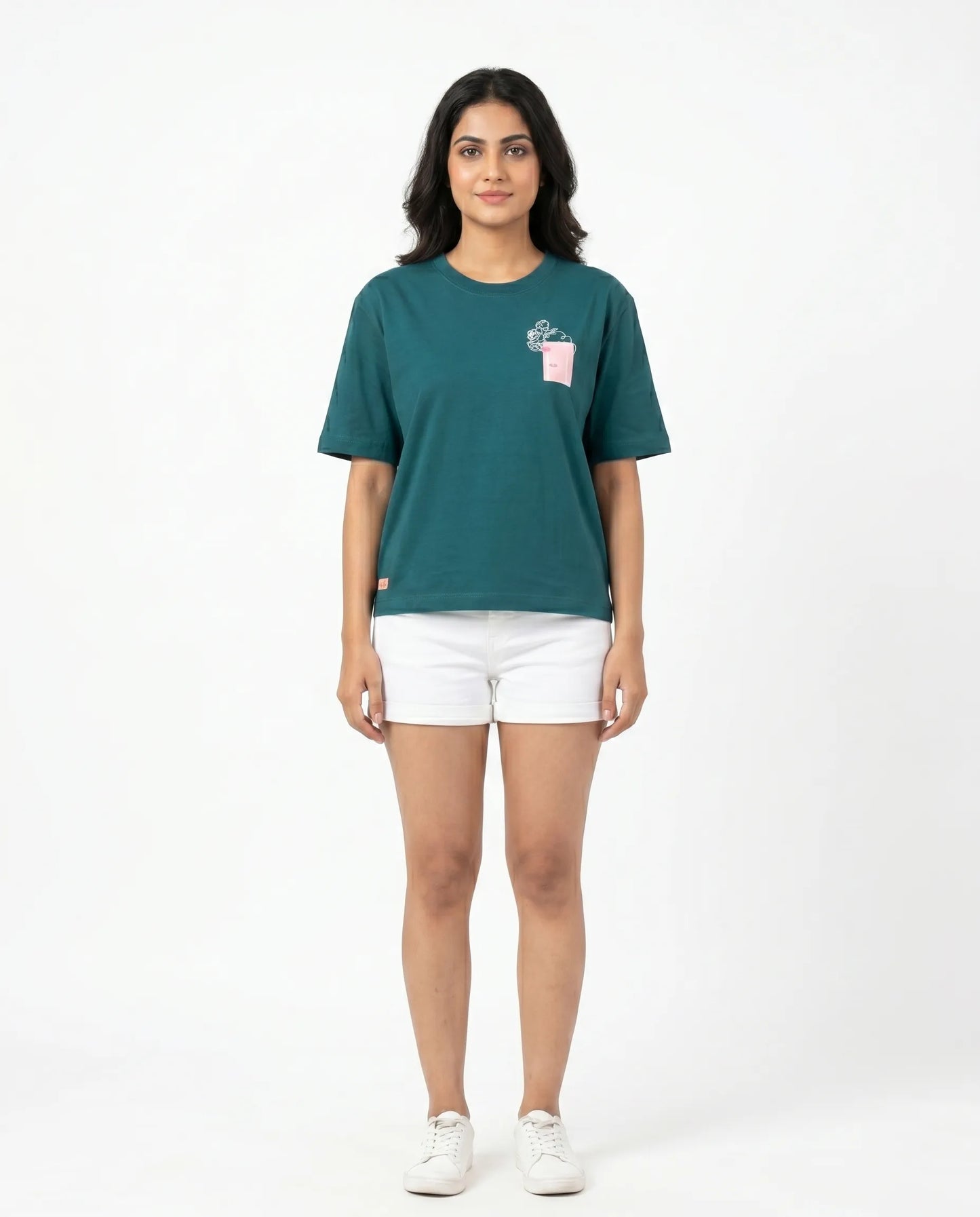 Rama green oversize back printed t-shirts for women- Kidley