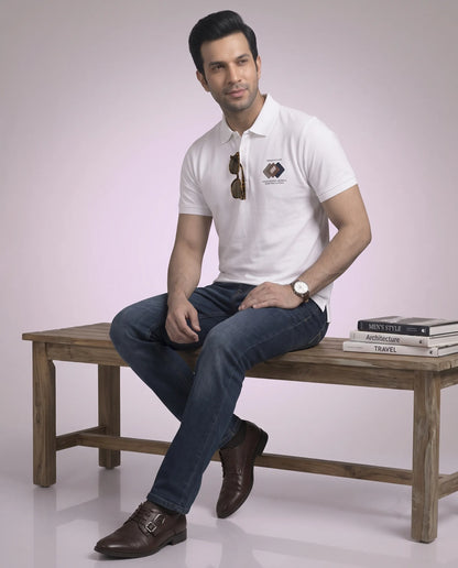 White Polo  mercerized cotton mens T-Shirt | Kidley
