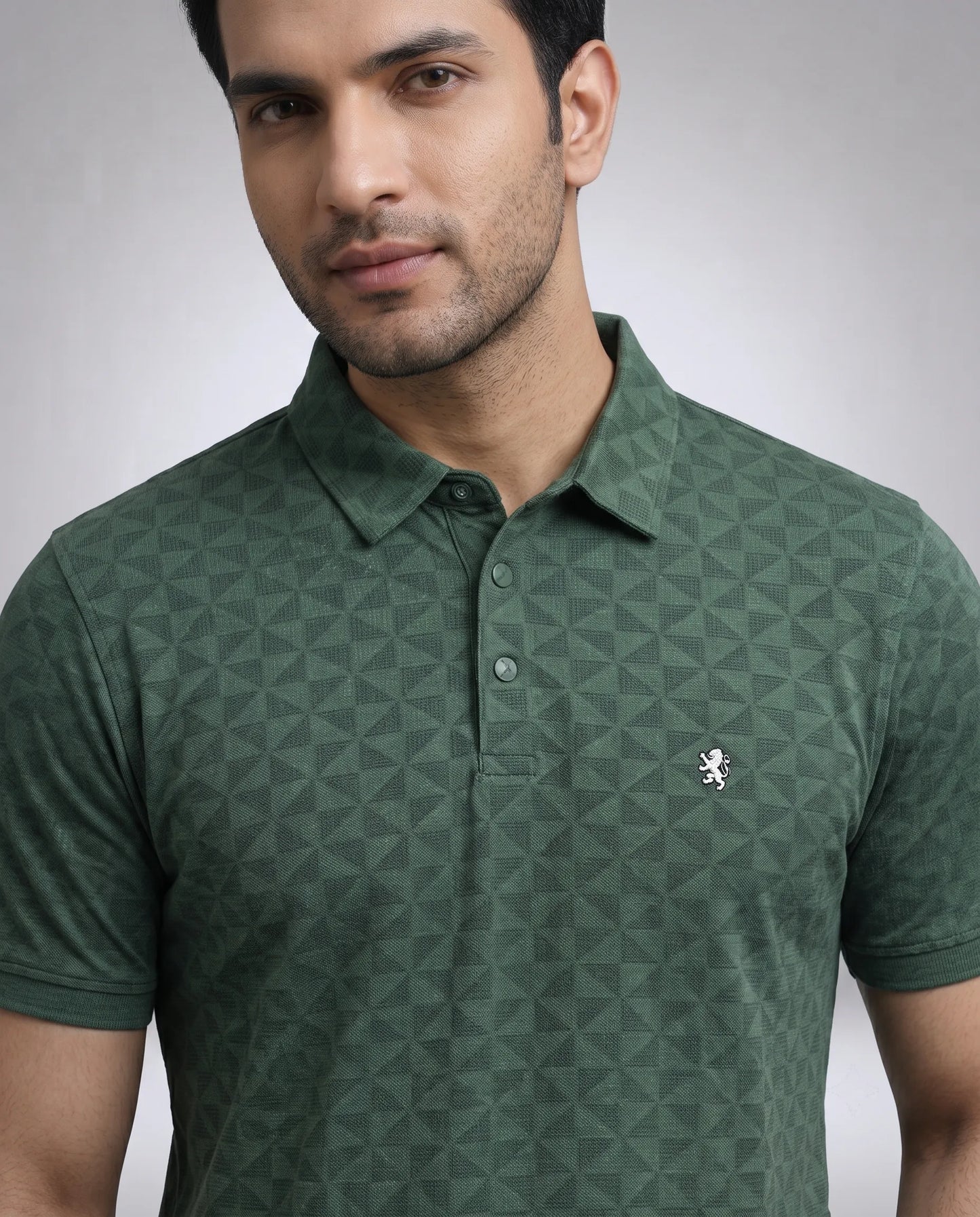 Bottle Green Jacquard Polo T-Shirt | Kidley