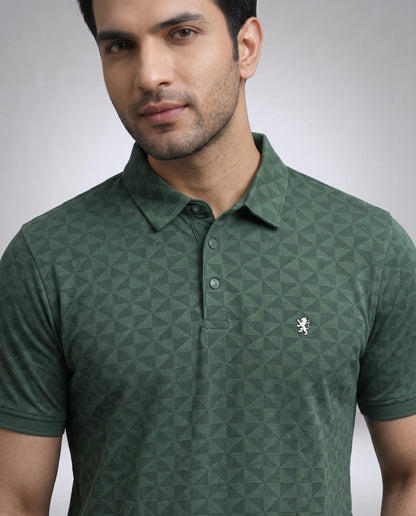 Bottle Green Jacquard Polo T-Shirt | Kidley