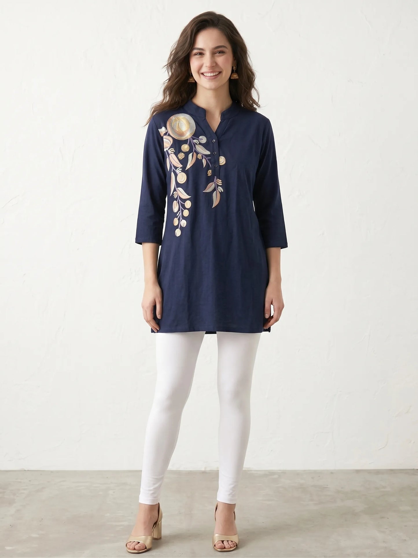 Navy blue Short Kurti Tunic Tops for Women's | Kidley