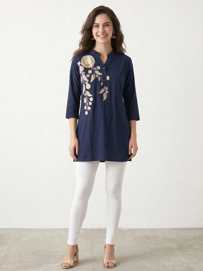 Navy blue Short Kurti Tunic Tops for Women's | Kidley