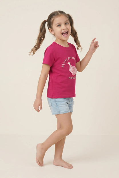 Girl's Cotton Relaxed Fit printed T-Shirt | Kidley