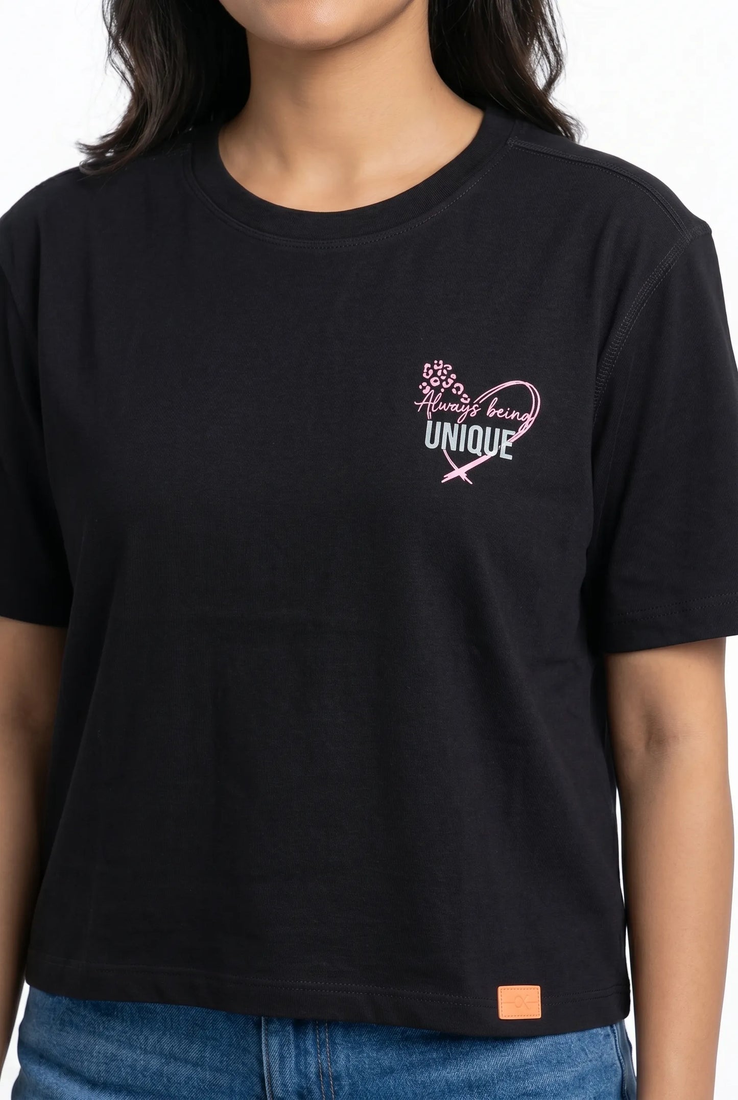 Black oversize back printed t-shirts for women- Kidley