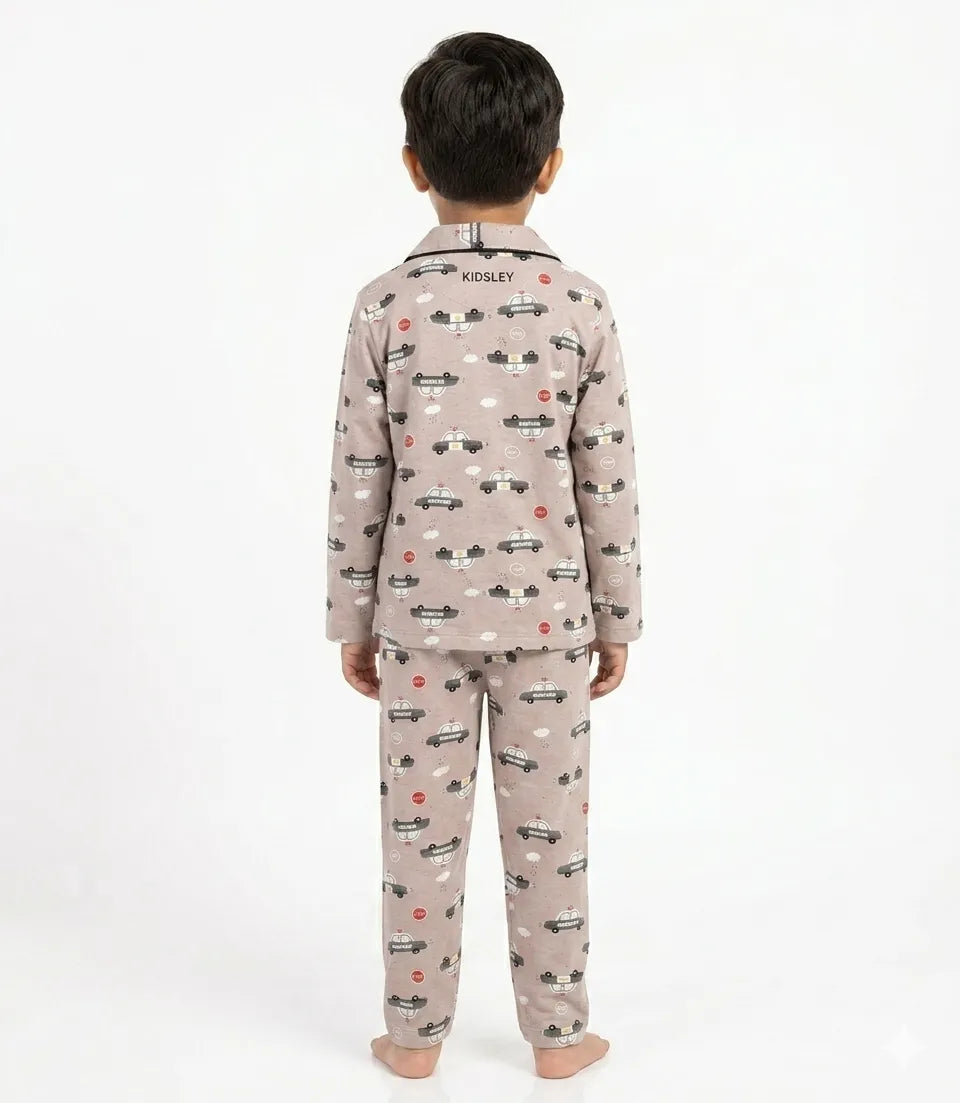 Sleeves Night Suit/Sleep Wear for Boys & Girls in 100% Cotton - Kidley